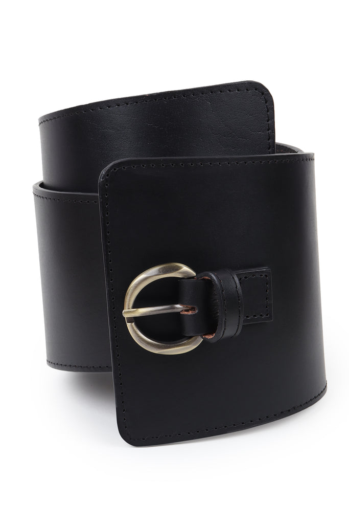 Black Upcyled Leather Corset Belt | JULAHAS