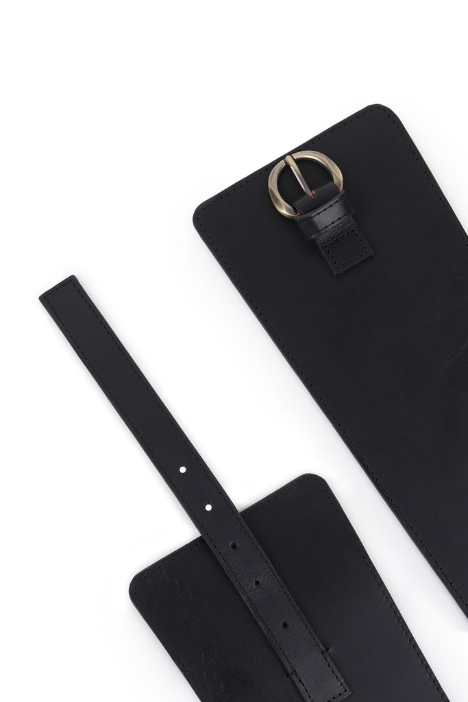 Black Upcyled Leather Corset Belt | JULAHAS