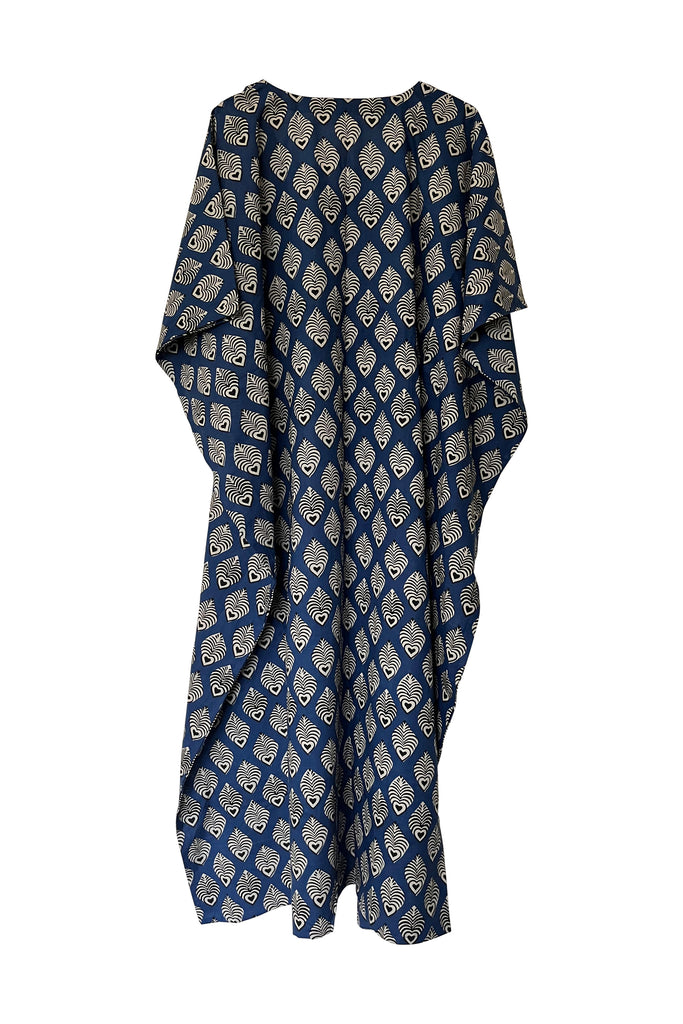 Fish Print long cotton kaftan | JULAHAS