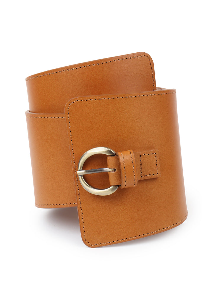 Camel Upcyled Leather Corset Belt | JULAHAS