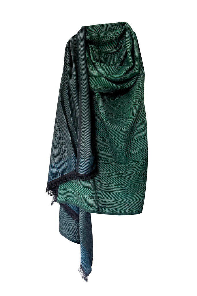 Handmade Cotton Cape in shades of green | JULAHAS