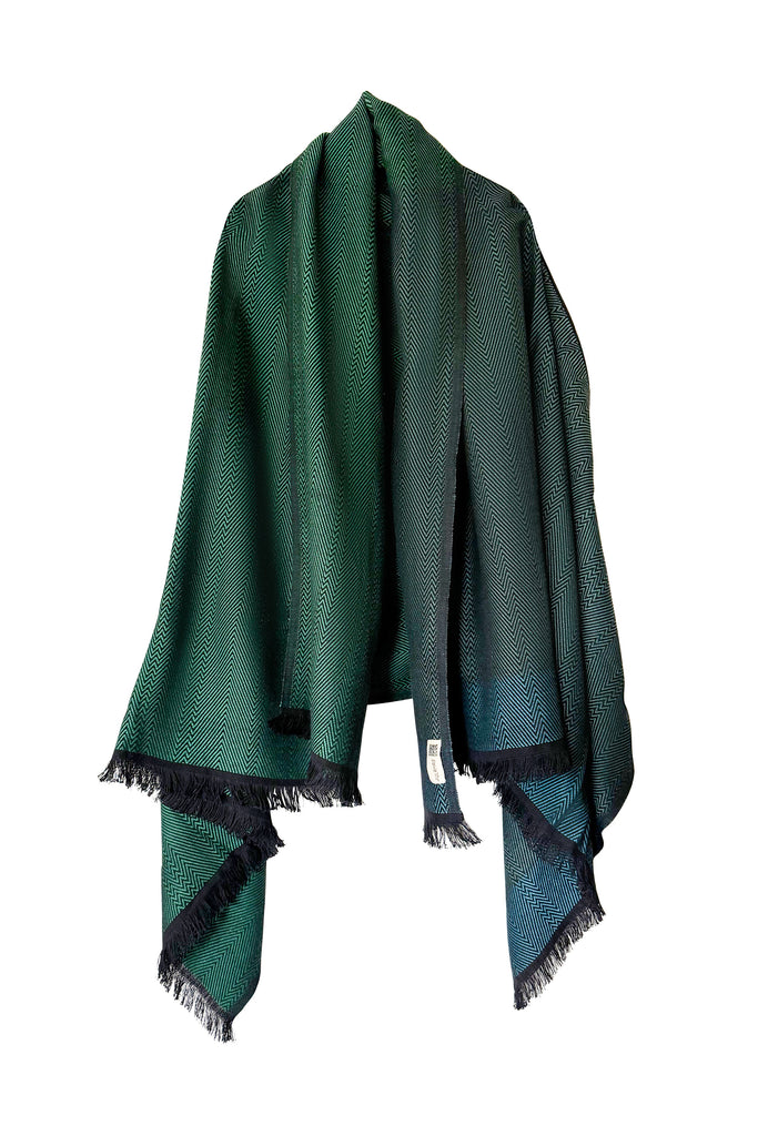 Handmade Cotton Cape in shades of green | JULAHAS