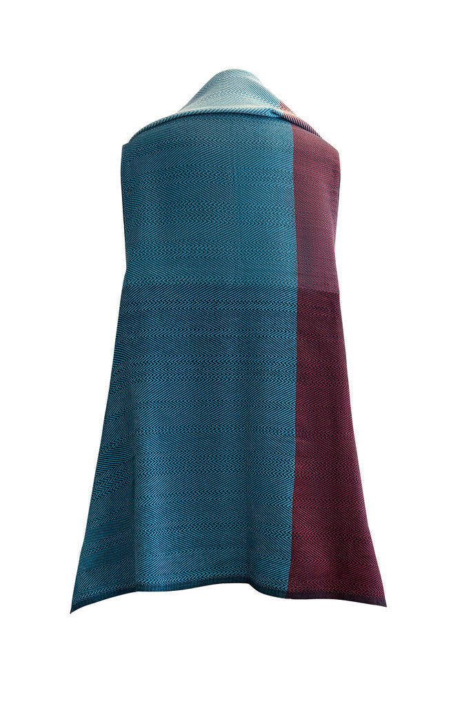 Aqua and red cotton cape | JULAHAS