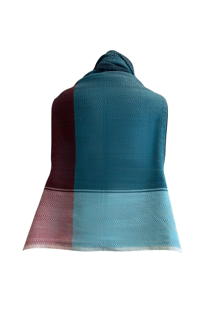 Aqua and red cotton cape | JULAHAS