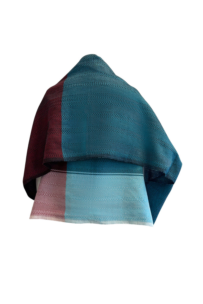 Aqua and red cotton cape | JULAHAS