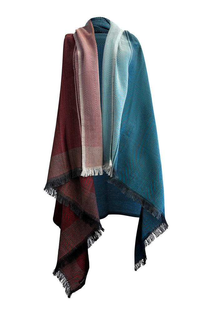 Aqua and red cotton cape | JULAHASAqua and red cotton cape | JULAHAS