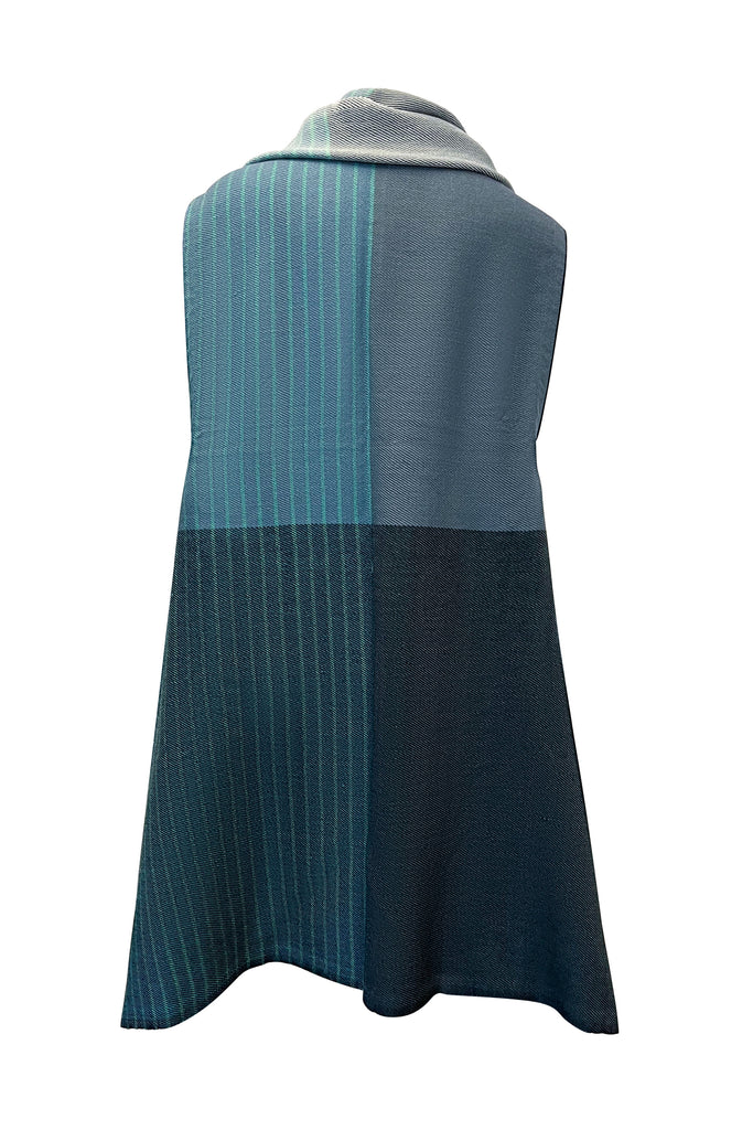 Teal Green Light Wool Fusion Cape | JULAHAS