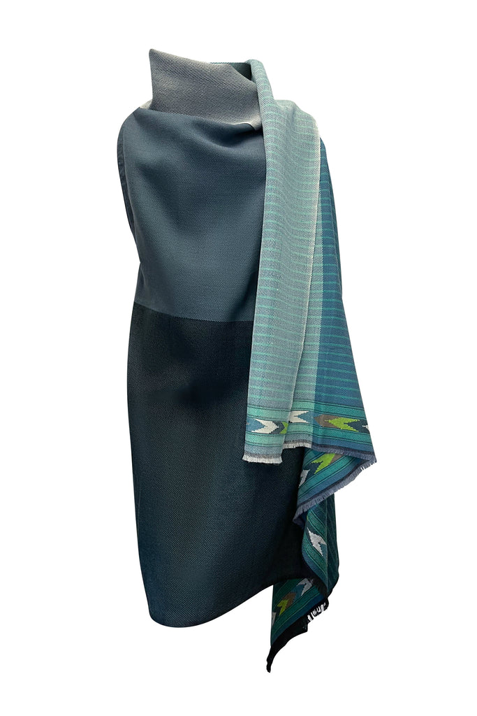 Teal Green Light Wool Fusion Cape | JULAHAS