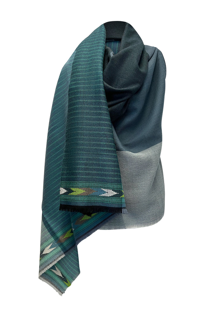 Teal Green Light Wool Fusion Cape | JULAHAS