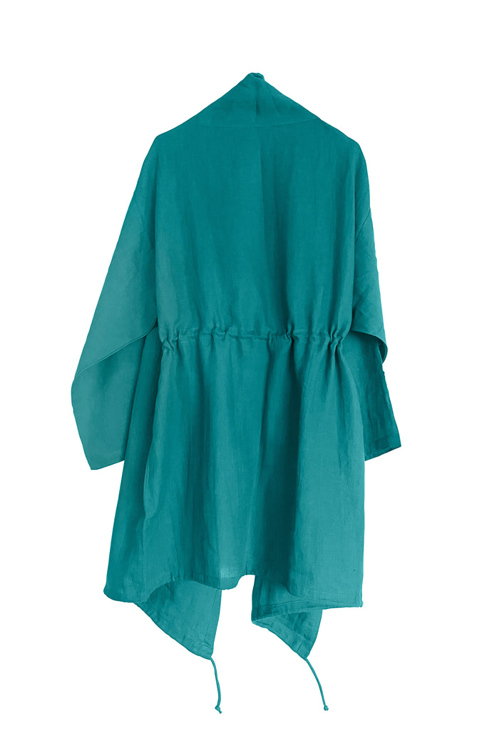 Green Linen Overlay with drawstrings | JULAHAS