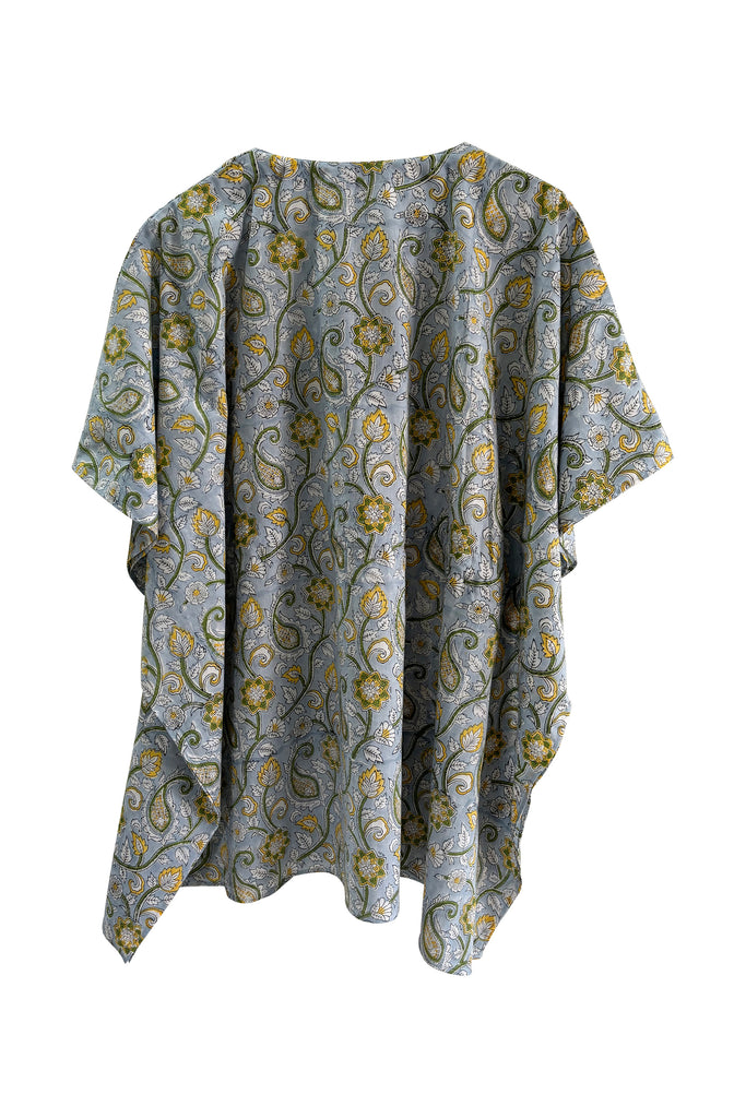 Short Cotton blockprinted kaftan with drawstring free size | JULAHAS