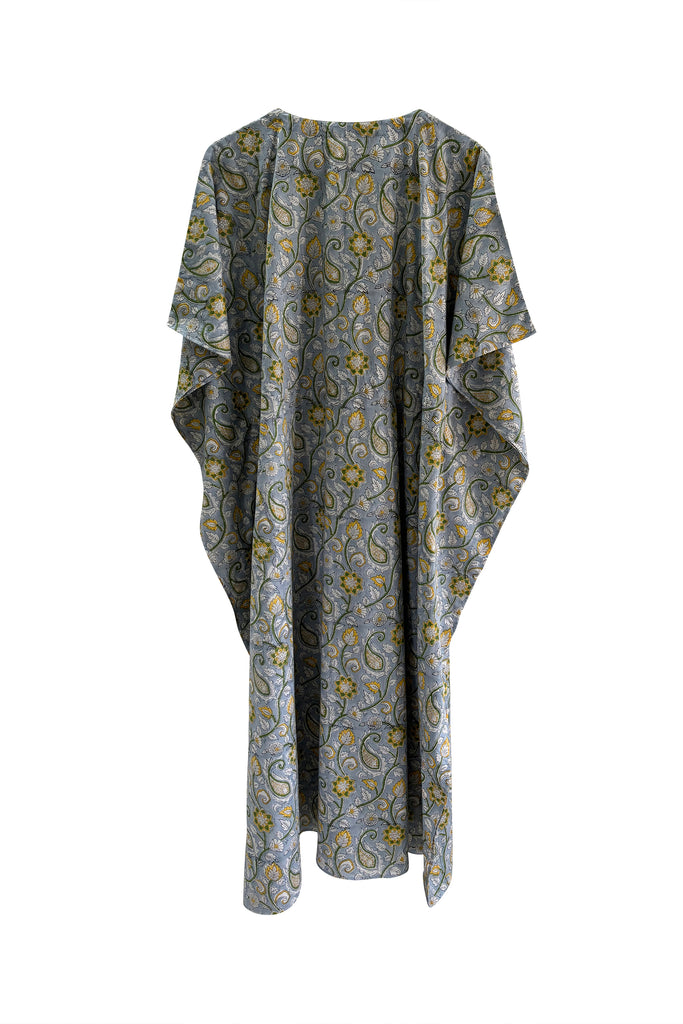 Long Cotton blockprinted kaftan with drawstring free size | JULAHAS