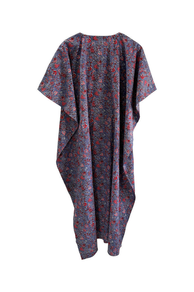 Long Cotton blockprinted kaftan with drawstring free size | JULAHAS