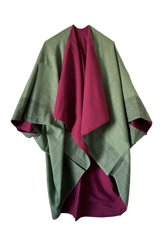 Reversible blockprint Cotton Kimono with pockets | JULAHAS
