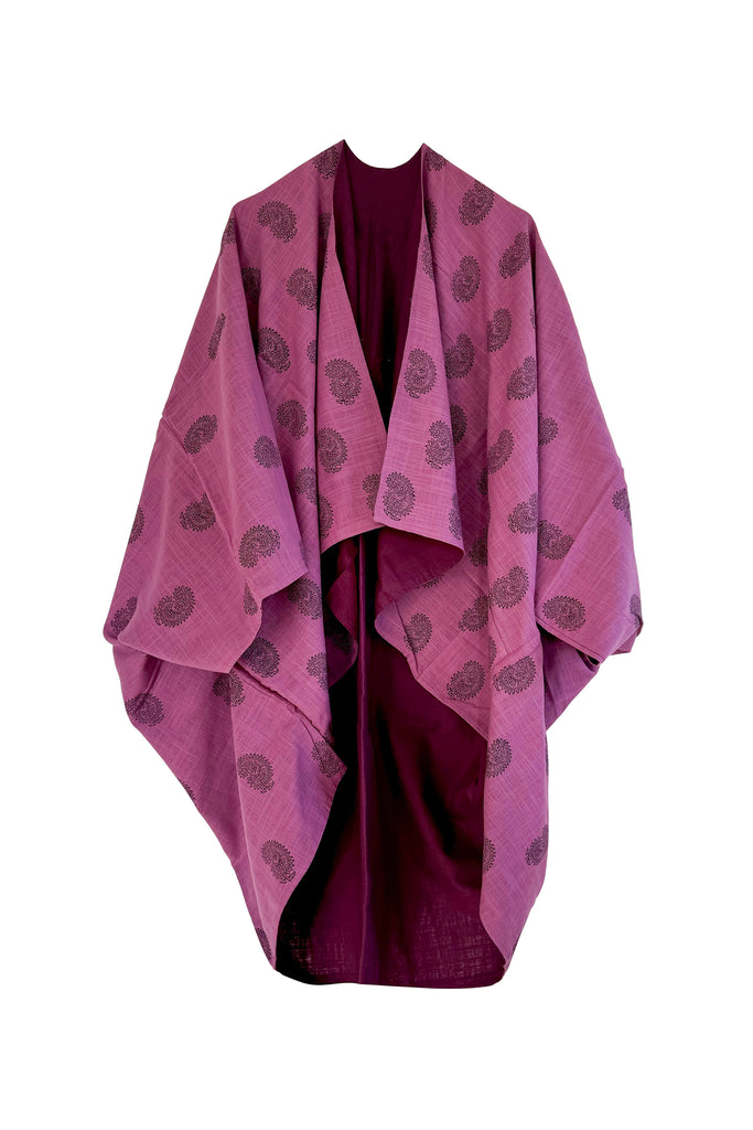 Reversible blockprint Cotton Kimono with pockets | JULAHAS