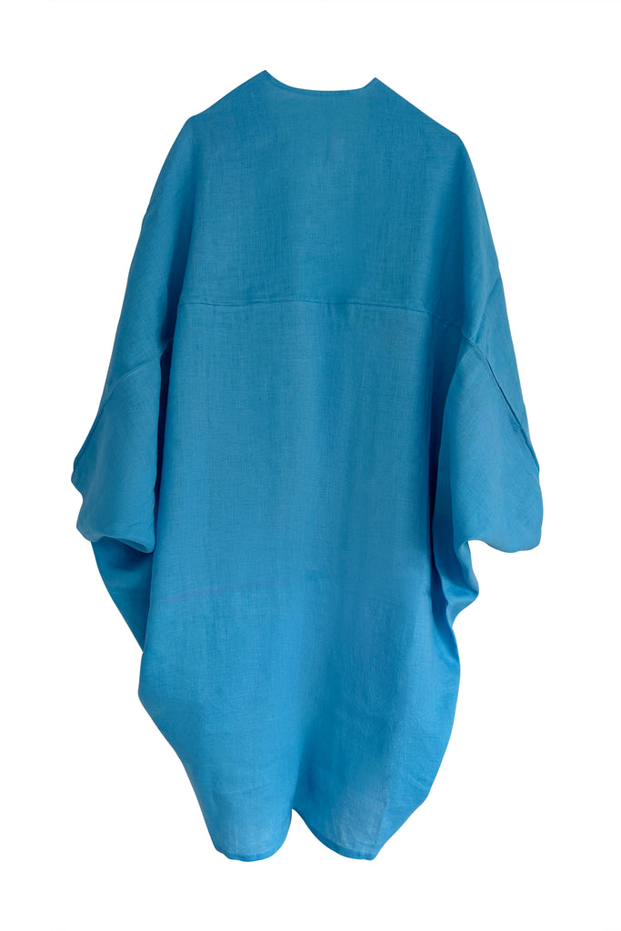 Free size linen kimono Aqua Blue | JULAHAS