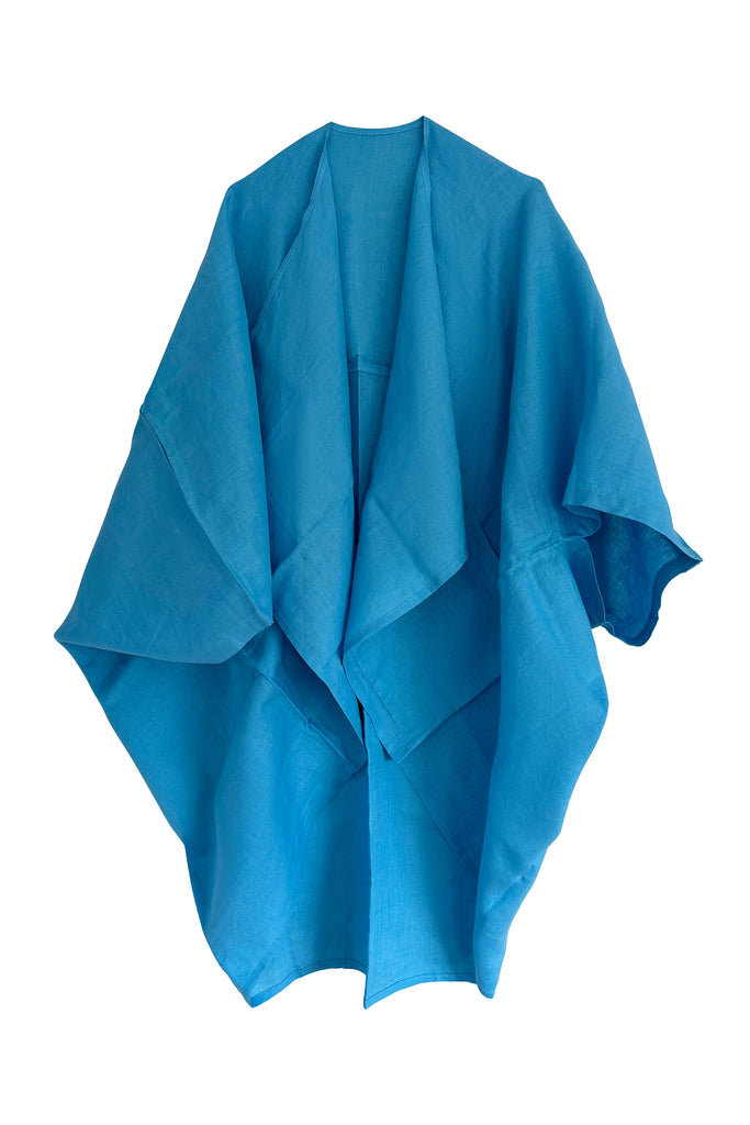 Free size linen kimono Aqua Blue | JULAHAS