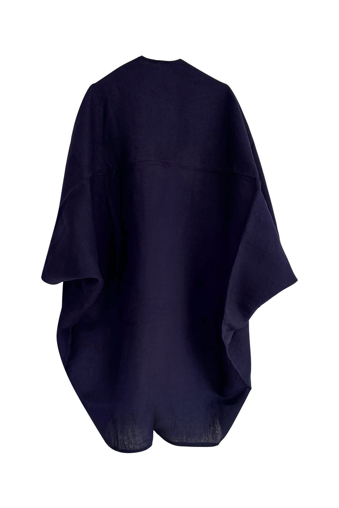 Dark Navy Free Size Linen Kimono | JULAHAS
