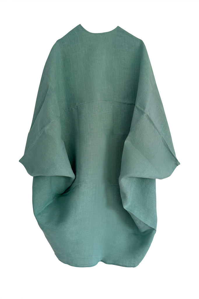 Free size linen kimono Spruce Green | JULAHAS