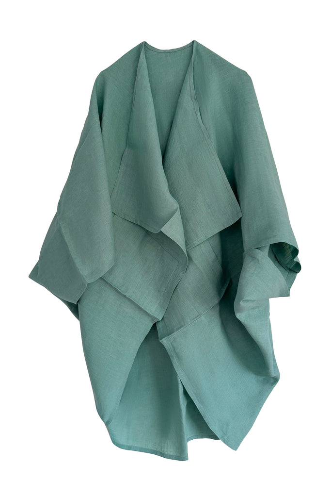 Free size linen kimono Spruce Green | JULAHAS