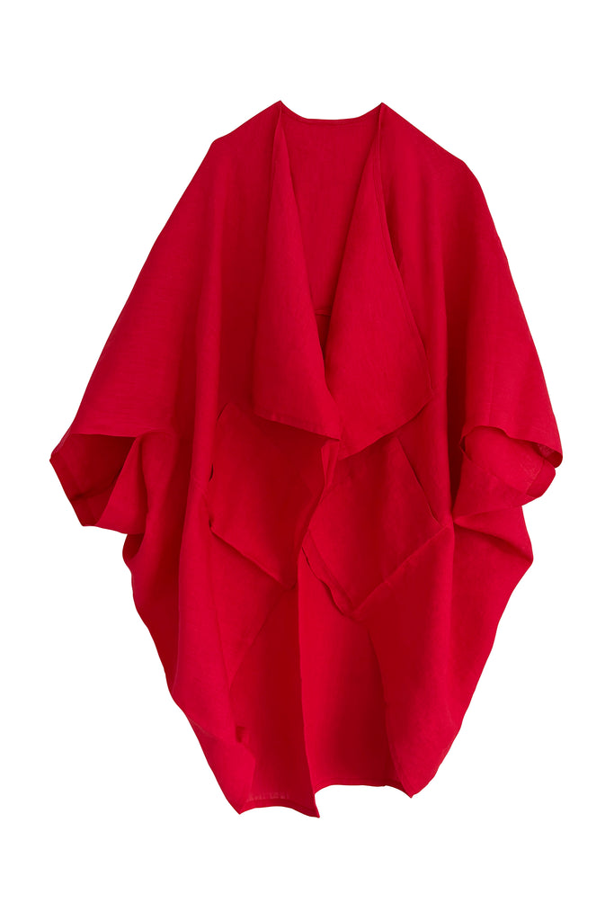 Free size linen kimono True Red | JULAHAS