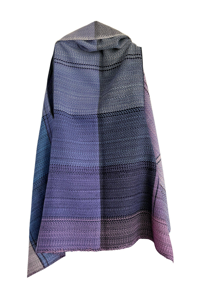 Pastel coloured plaid wool cape with tassles | JULAHAS
