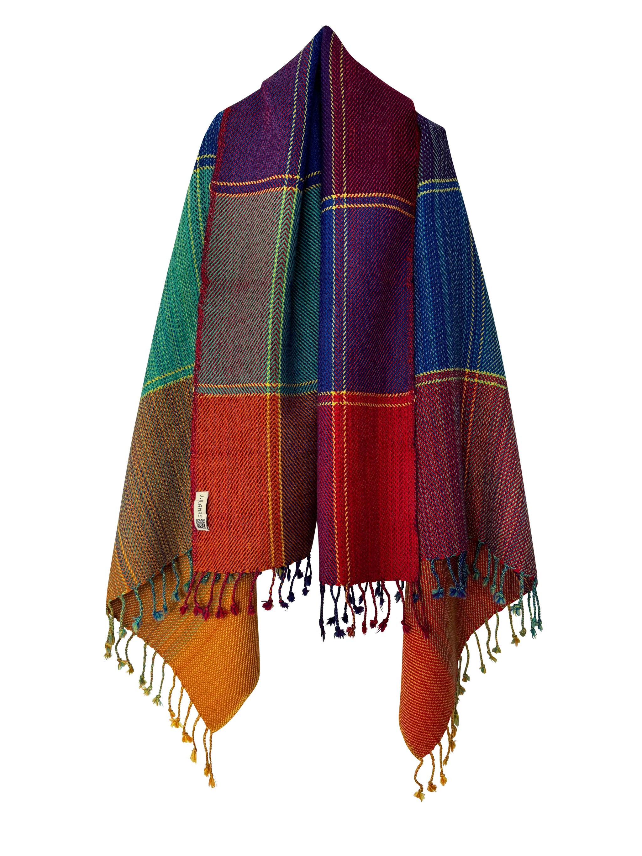 Vintage Wool Blend Tartan Plaid Shawl orders Wrap Cape Vibrant Jewel Tones NEW