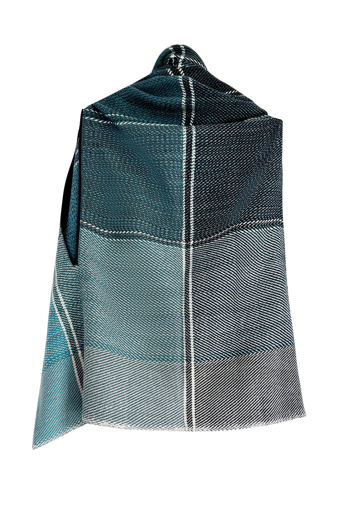 Plaid wool cape in shades of teal green | JULAHAS 