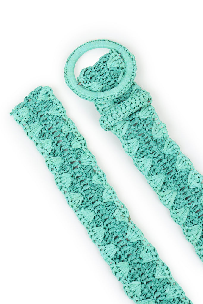 Mint Green Raffia belt | JULAHAS
