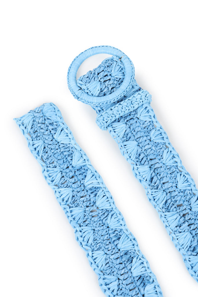 Sky blue Raffia belt | JULAHAS

