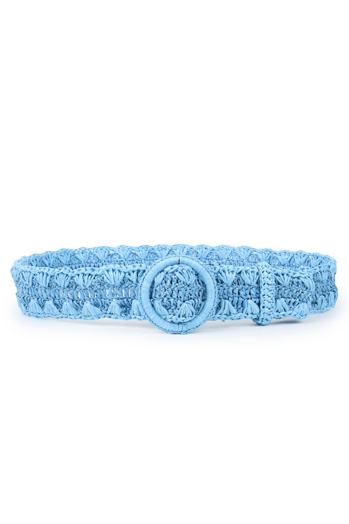 Sky blue Raffia belt | JULAHAS
