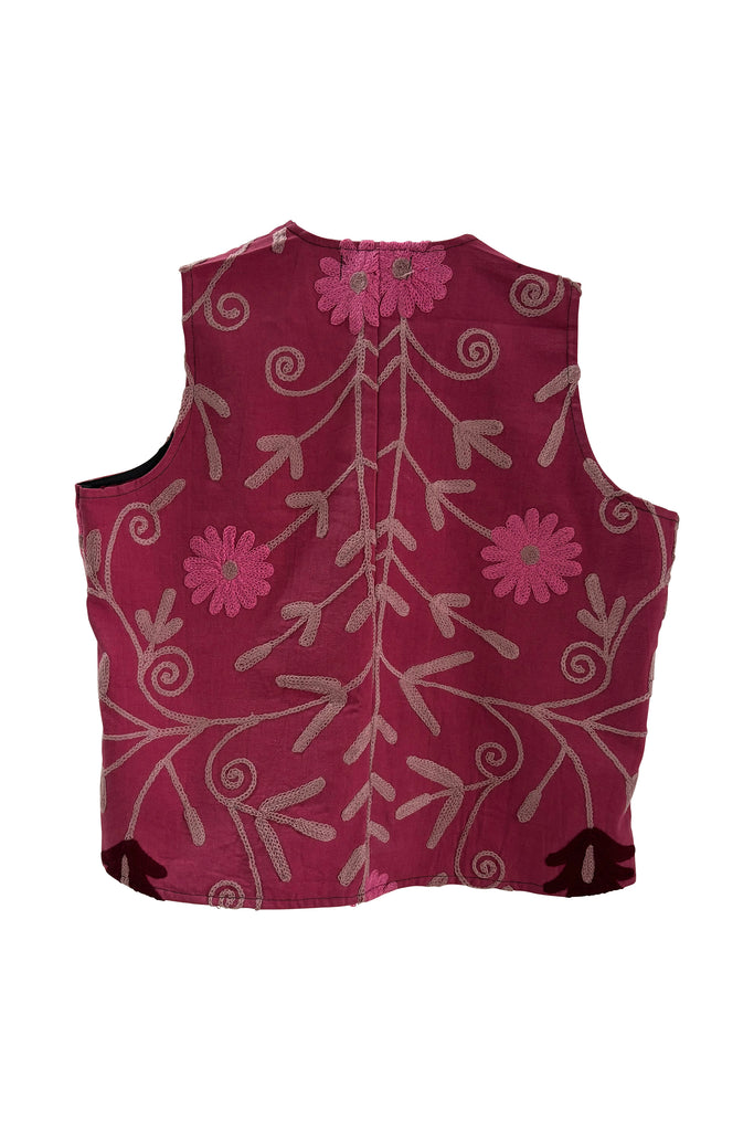 Plum coloured vest with Suzani embroidery | JULAHAS