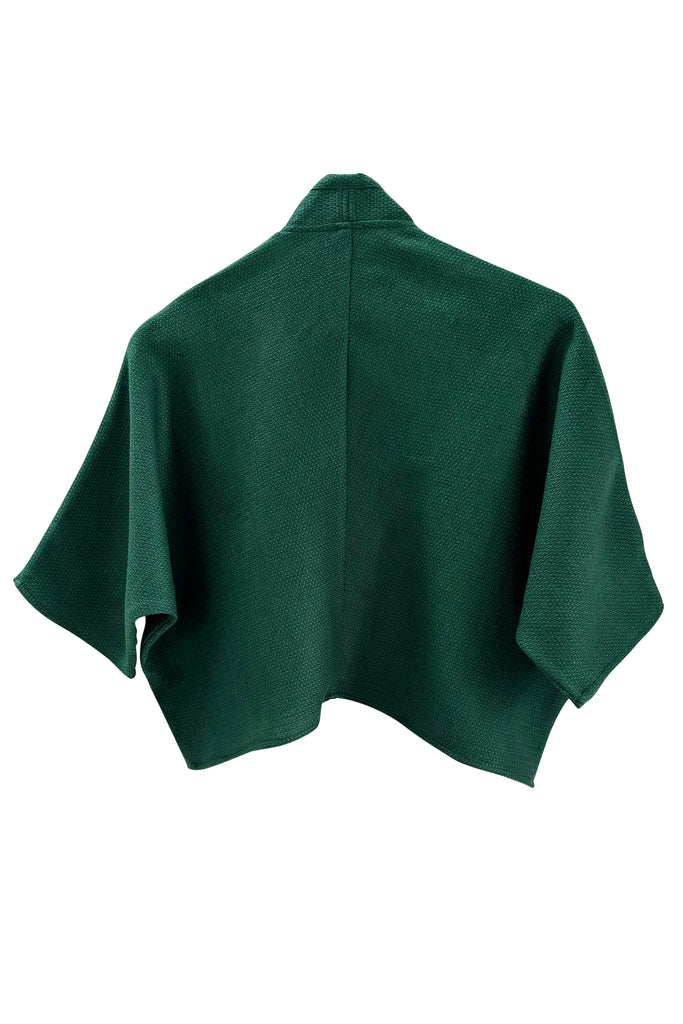 Emerald green honeycomb weave wool bolero | JULAHAS