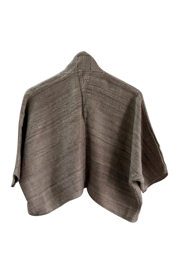 Neutral natural Wool Silk Waterfall front bolero | JULAHAS