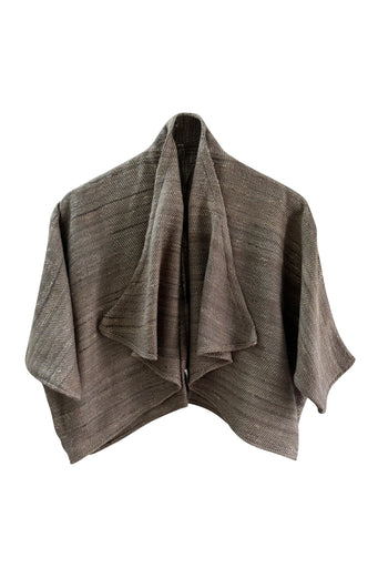 Neutral natural Wool Silk Waterfall front bolero | JULAHAS