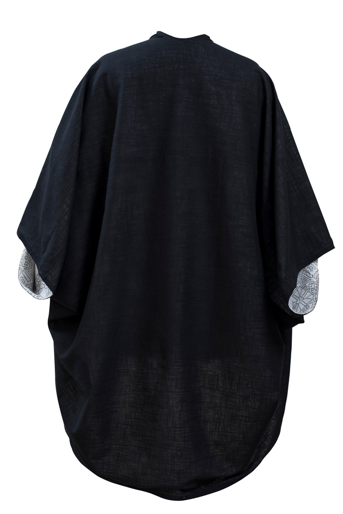 Plus Size Black & White Reversible Cotton Kimono for Women JULAHAS+Sky