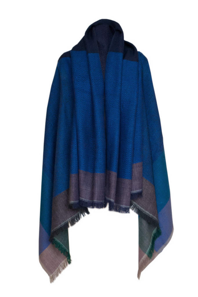 Plus Size Deep Blue Wool Cape for Women JULAHAS+ Daria Cape Nile