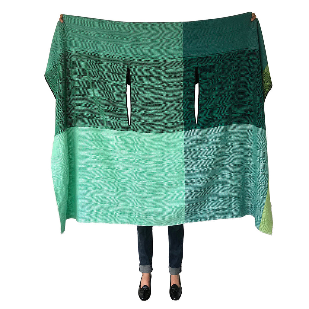 JULAHAS handwoven soft Mint Green Cotton Cape Cotton Cape by julahas in shades of fresh green